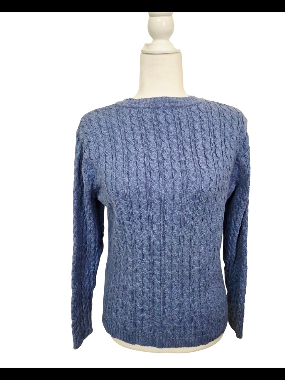 jason maxwell Blue Cable Knit Crewneck Sweater
